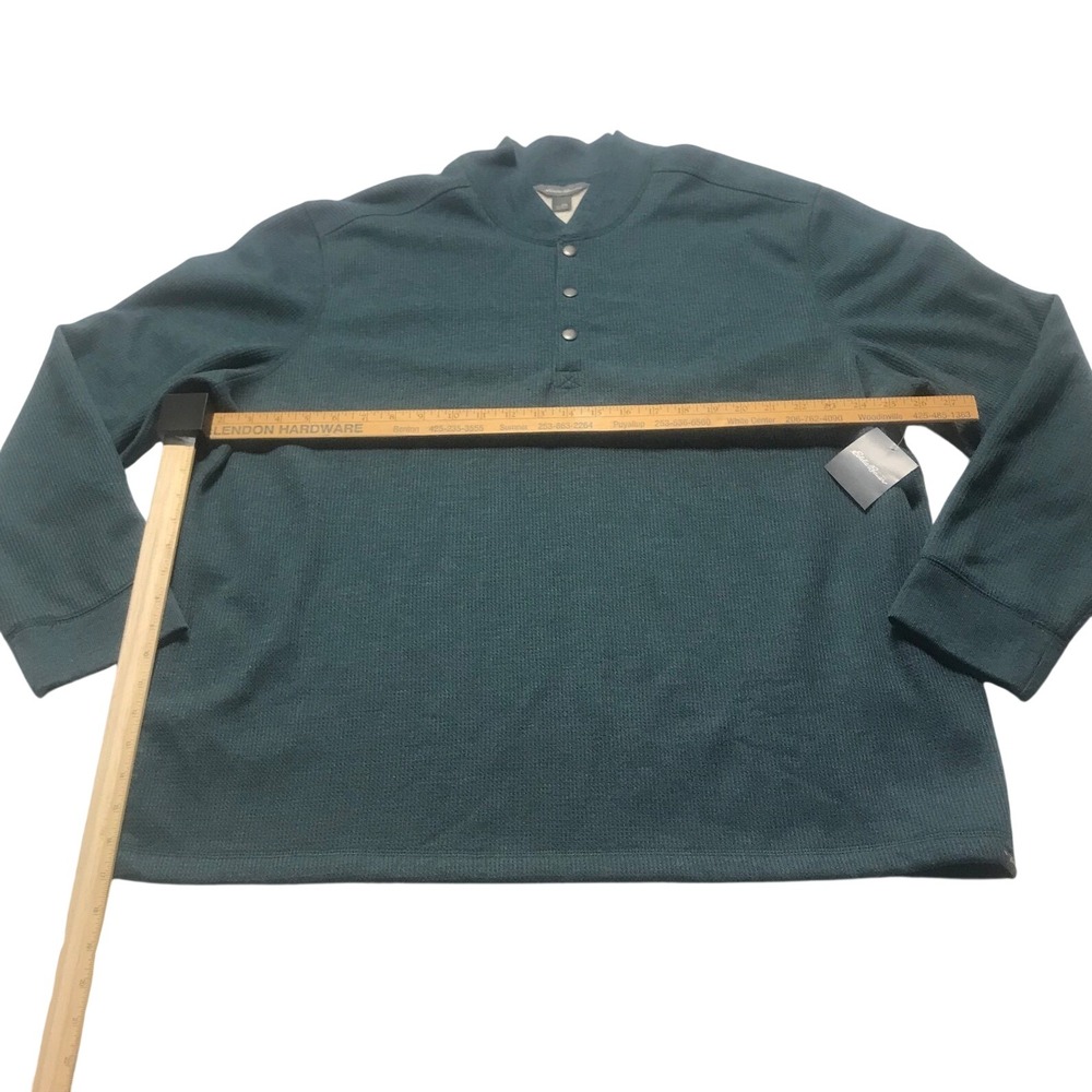 Eddie Bauer Mens Green Sherpa Lined Therma Long Sleeve Henley Shirt XXL‎ NWT